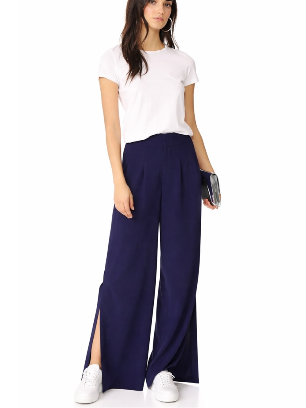 Alice and Olivia - Shavon High Waist Side Slit Flare Pants - Navy